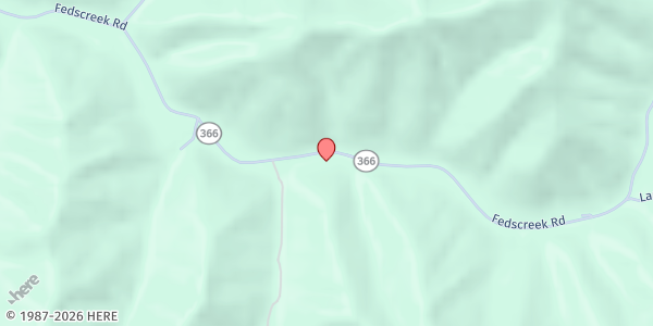 Map showing Feds Creek First Church of God at 1681 Feds Creek Road, Fedscreek, KY