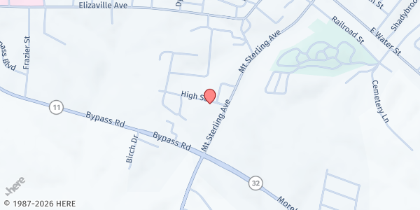 Map showing Licking Valley CAP FLEMING CSFP Distribution Site at 203 High Street, Flemingsburg, KY