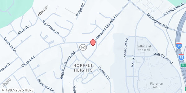 Map showing Hopeful Lutheran Church at 6430 Hopeful Church Rd, Florence, KY