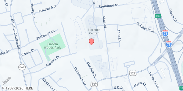Map showing Impact Storehouse at 8145 Connector Drive, Florence, KY