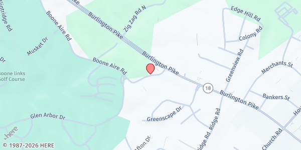 Map showing New Hope United Methodist Church at 1140 Boone Aire Rd., Florence, KY