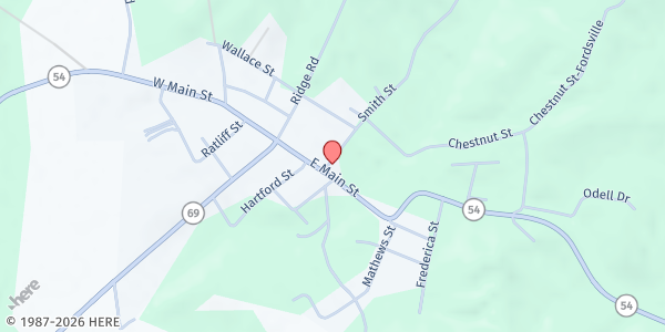 Map showing Christ Among Us Food Pantry at 135 E Main St, Fordsville, KY