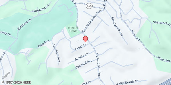 Map showing First Christian Church at 1031 Alexandria Pike, Fort Thomas, KY