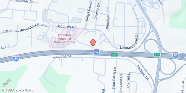 Map showing FCCOA CSFP Distribution Site at 202 Medical Heights Drive, Frankfort, KY