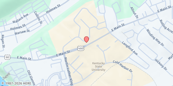 Map showing Kentucky State University at 400 East Main Street, Frankfort, KY