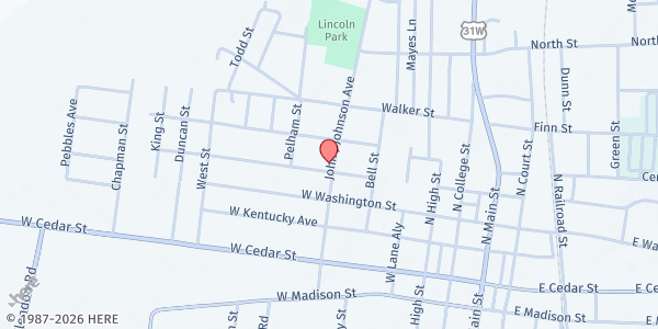 Map showing African American Heritage Center at 500 Jefferson Street, Franklin, KY