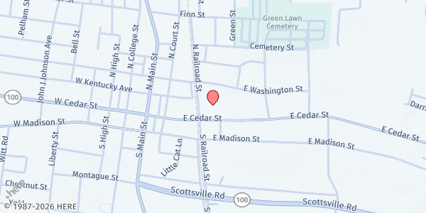 Map showing First Baptist Church Franklin at 303 East Cedar Street, Franklin, KY