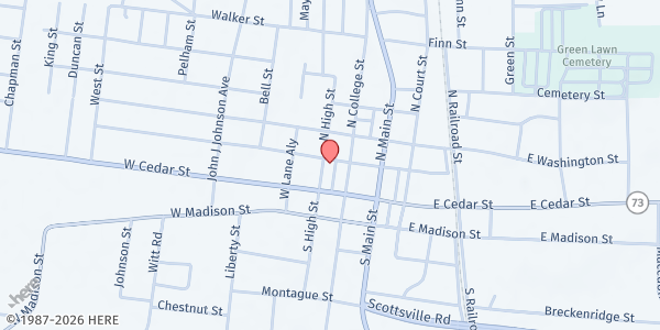 Map showing Live the Proof at 205 West Kentucky Avenue, Franklin, KY