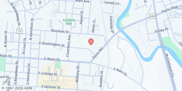 Map showing Amen House, Inc at 533 E Washington Street, Georgetown, KY