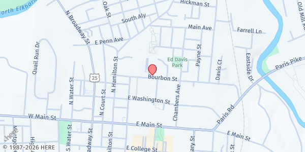 Map showing The Gathering Place Mission at 339 Bourbon St, Georgetown, KY