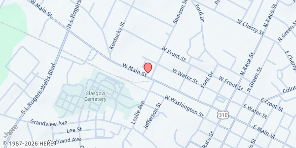 Map showing Bridge Kentucky at 603 W Main St, Glasgow, KY