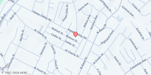 Map showing Community Action-Southern Ky Glasgow Office at 411 Happy Valley Rd, Glasgow, KY