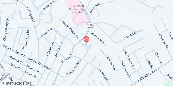 Map showing First Christian Church (Disciples of Christ) at 1100 N Race St, Glasgow, KY