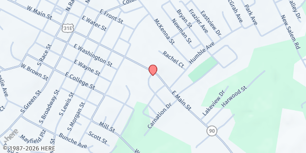 Map showing Glasgow Church of the Nazarene at 600 E. Main St., Glasgow, KY