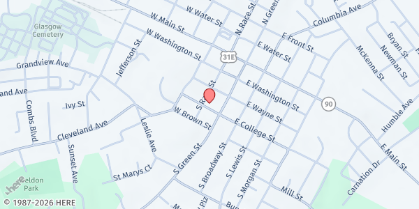 Map showing Next Step Glasgow at 107 W College St, Glasgow, KY