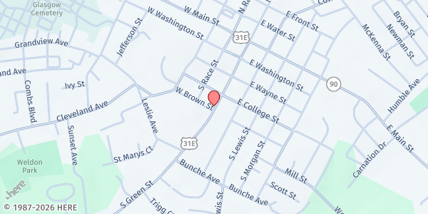 Map showing St. Helen's Catholic Church Food Pantry at 103 W. Brown St., Glasgow, KY