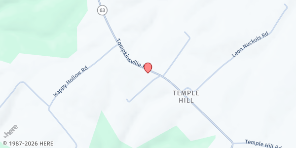 Map showing Temple Hill Baptist Church at 8427 Tompkinsville Road, Glasgow, KY