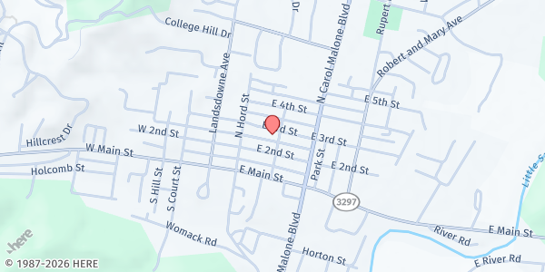 Map showing Community Food Pantry Grayson at 287 Pomeroy Street, Grayson, KY