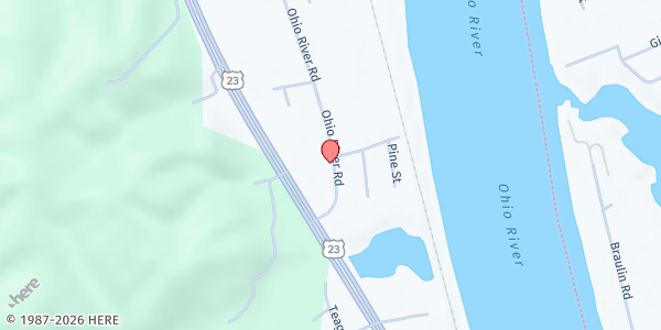Map showing Lloyd Church of the Nazarene at 157 Ohio River Rd., Greenup, KY