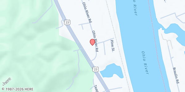 Map showing Lloyd Church of the Nazarene at 157 Ohio River Rd., Greenup, KY