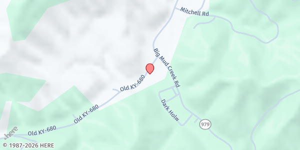 Map showing Mud Creek Seniors CSFP Distribution Site at 5420 KY RT 680, Grethel, KY