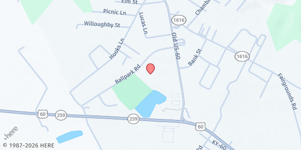 Map showing Central Kentucky Community Action Council - Hardinsburg at 189 Ball Park Rd, Hardinsburg, KY