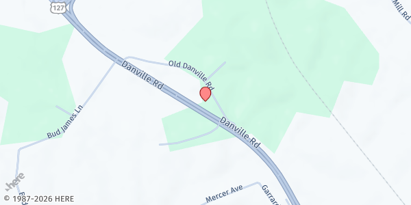 Map showing Harrodsburg Community Church at 1501 Danville Rd, Harrodsburg, KY