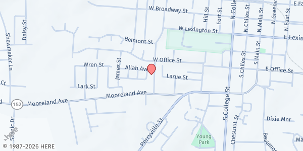 Map showing Magnolia Street Christian Church at 332 S Magnolia St, Harrodsburg, KY