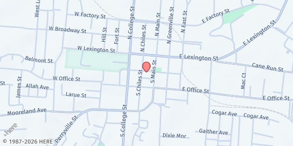 Map showing Saint Philip's Episcopal at 118 W. Poplar St., Harrodsburg, KY