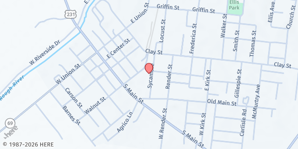 Map showing Liberty Lighthouse Church of God at 149 Sycamore Street, Hartford, KY