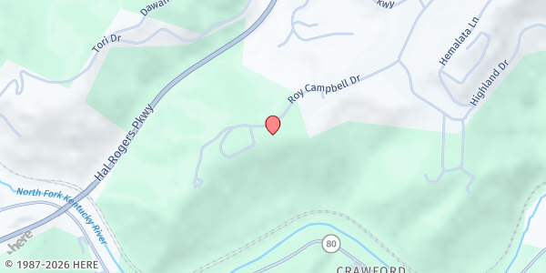 Map showing Hazard Salvation Army at 412 Roy Campbell Drive, Hazard, KY