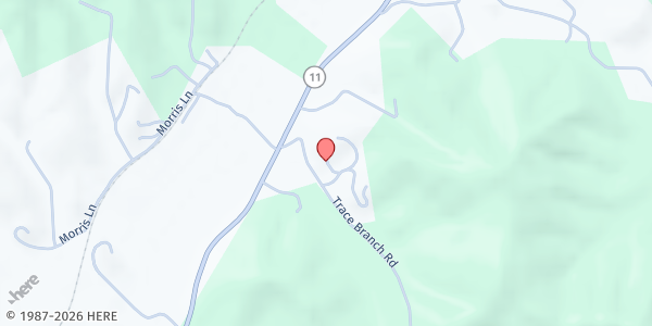 Map showing Trace Branch United Methodist Church at 47 Trace Branch Rd., Heidrick, KY