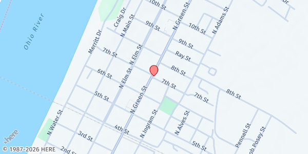Map showing Henderson Christian Community Outreach at 700 N. Green St., Henderson, KY
