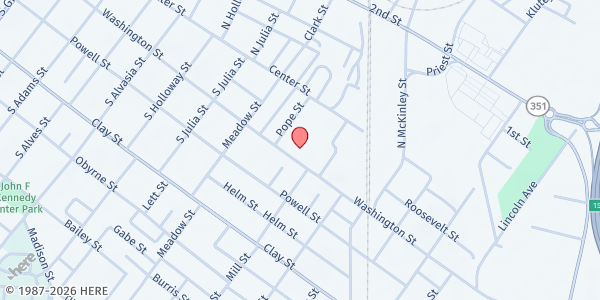 Map showing Salvation Army-Henderson at 1213 Washington, Henderson, KY