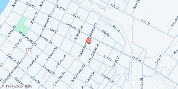 Map showing St Vincent de Paul - Henderson at 116 N Alvasia Street, Henderson, KY