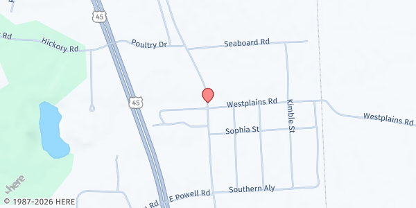 Map showing Melber Baptist Church at 1648 St Rt 2194 W, Hickory, KY