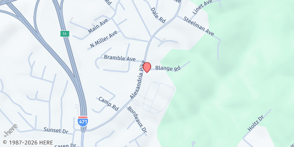 Map showing First Baptist Church of Highland Heights at 2315 Alexandria Pike, Highland Heights, KY