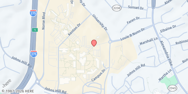 Map showing FUEL NKU at 100 Nunn Dr., Highland Heights, KY