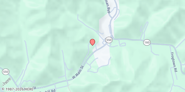 Map showing Hindman Baptist Church at 130 W Main St, Hindman, KY