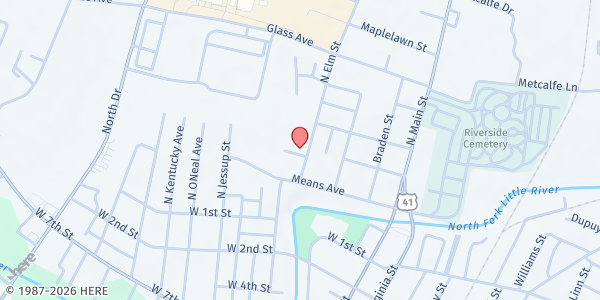 Map showing Affordable Housing of Hopkinsville-Concerned Tenants at 400 North Elm Street, Hopkinsville, KY