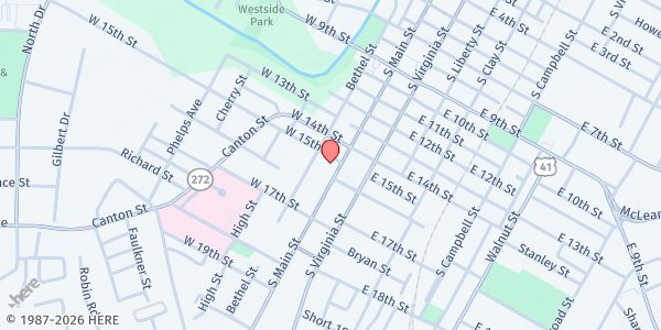 Map showing Grace and Mercy at 1507 S Main St, Hopkinsville, KY