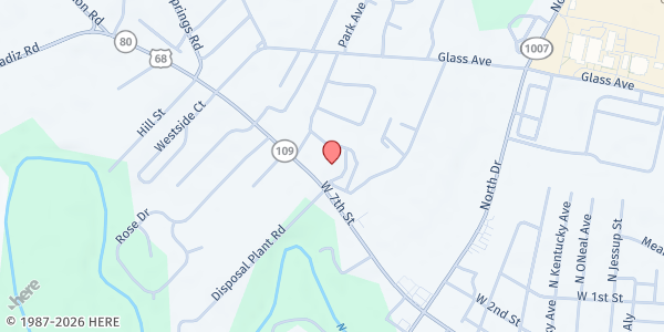 Map showing Hopkinsville Senior Center at 1402 West 7th Street, Hopkinsville, KY