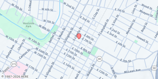 Map showing The Salvation Army - Christian Kitchen at 313 East 7th Street, Hopkinsville, KY