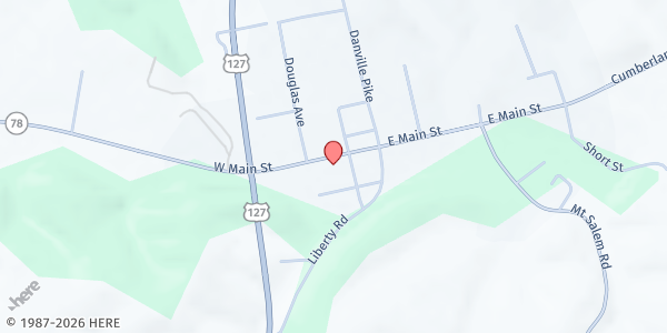 Map showing Hustonville Baptist Church at 9959 KY-78, Hustonville, KY