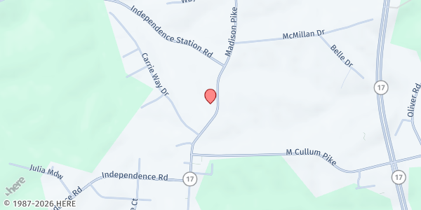 Map showing Independence Christian Church at 5221 Madison Pike, Independence, KY