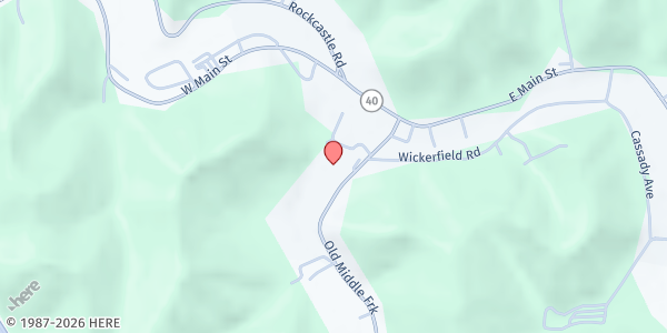 Map showing Inez First Baptist Church at 9 Holy St, Inez, KY