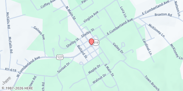 Map showing Russell County Community Action at 410 Monument Square, North Main Street, Jamestown, KY