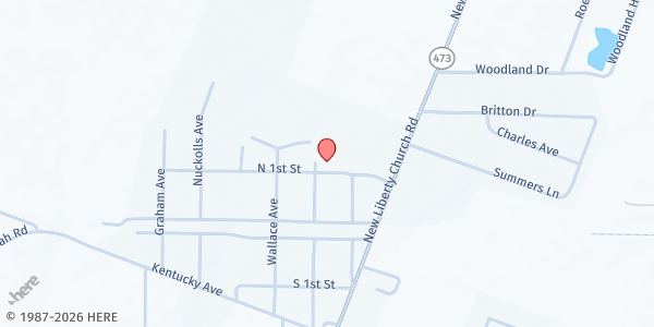 Map showing Kevil First Baptist Church at 986 N 1st St, Kevil, KY