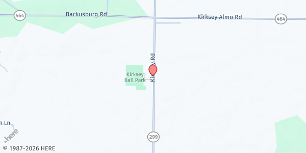Map showing Kirksey United Methodist Church at 3691 Kirksey Hwy 299, Kirksey, KY