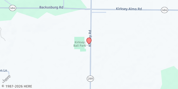 Map showing Kirksey United Methodist Church (FA) at 3691 Kirksey Road, Kirksey, KY